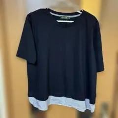 DECOY COLLECTION ネイビー 重ね着風半袖カットソー XL