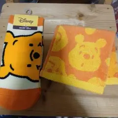 プーさん タオルハンカチ・靴下セット 23-25cm