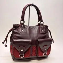 【美品】ロエベ ハンドバッグ スエード ボルドー アナグラム ビンテージのサムネイル