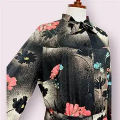 vintageヴィンテージワンピースプリーツ切替ベルト付フランス製レトロ海外古着