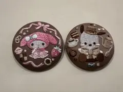 サンリオ刺繍缶バッチ　マイメロディ、ポチャッコ　2個セット