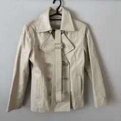 ラムレザー　羊革　アイボリーベージュ　ベルト付き　ジャケット　9