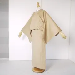 り*K様 単衣 着物 ドット 黒 ベージュ Lサイズ