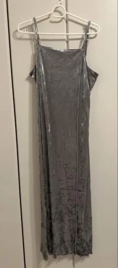 グレー ベルベット キャミワンピース