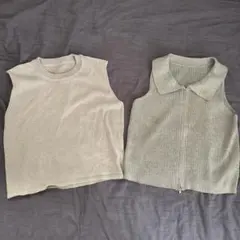 GRLラメニットノースリーブトップス＆ラメニットノースリーブダブルジップトップス