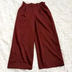 y7131 美品✨yangany 綺麗めパンツ イージーパンツ フリル ワイド