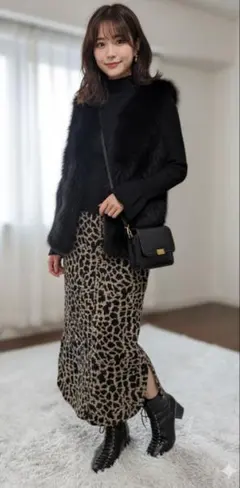 【極美品】IENA イエナ レオパード ツイードタイトスカート 34サイズ