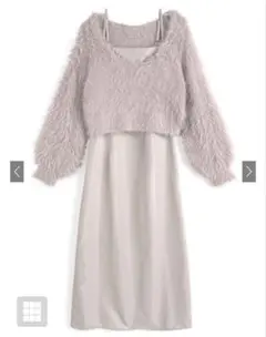 【GRL】シャギーニットトップス×キャミワンピースセットアップ[ru1294]