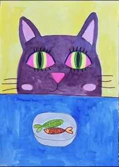 ドローイングA4水彩アクリル絵画原画抽象画