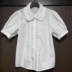 apres jour 白フリル半袖ブラウス