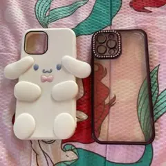 iPhoneケース iPhone12pro シナモン シナモロール キラキラ 紫