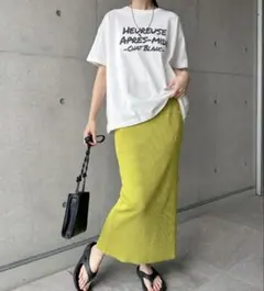 新品！andme セルフカットリブロングタイトスカート