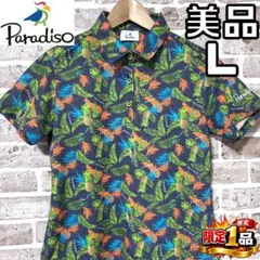 【早い者勝ち✨】パラディーゾ レディース 半袖ポロシャツ L 総柄/マルチカラーのサムネイル