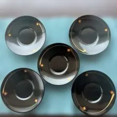 秀衡塗り　茶托 5枚セット 丸三漆器　木製漆器　うるし塗　黒塗り
