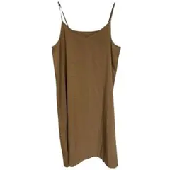 キャミワンピ ブラウン M 膝丈 レイヤード 春夏 シンプル 体型カバー