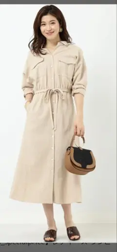 b:ming by beamsベージュシャツワンピース