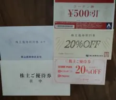 青山商事　株主優待割引券　1枚　チヨダ　1枚　青山商事500円引クーポン券つき