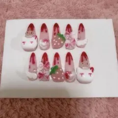 ネイルチップ 量産型 地雷系 平成女児 血みどろ 天使 ねこ いちご