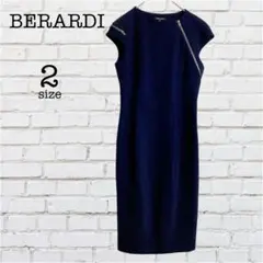 ベラルディ ジップデザイン ワンピース タイト『2』ネイビー ストレッチ