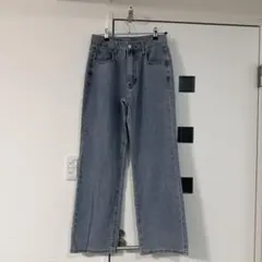 未使用　韓国デニム　ストレート　ライトブルー ストレートデニム　足長デニム