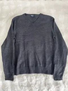 【ウール100%】ポロラルフローレン Vネックニット グレー 170