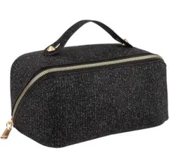 コスメバッグ 大容量 化粧品ポーチ ブラック メイクポーチ キラキラ 小物入れ