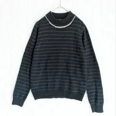 アースミュージックアンドエコロジー ハイネックセーター ボーダー パール S