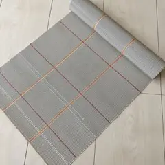 アンティーク　帯地　反物　格子模様　白黒　着物　リメイク　生地