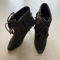 Pinky&Dianne フリンジスエードショートブーツ 日本製 23cm