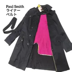 ◆美品 ポールスミス L トレンチコートライナー ロング ダブル ブラック柄