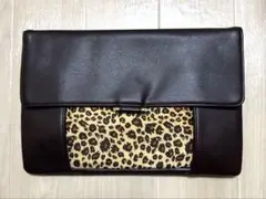 niko and … ダークブラウン×レオパード 2way クラッチバッグ