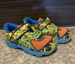 ASICS キッズスニーカー オレンジ/青/緑