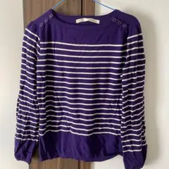 LYLE&SCOTT紫と白のストライプ長袖ニット