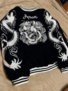 スカジャン　ベロア　別珍　希少　袖刺繍　ドクロ　ドラゴン　ブラック　キルティング 90s 00s スカジャン 日本製 黒別珍 ベロア 龍刺繍 キルティング - メルカリ