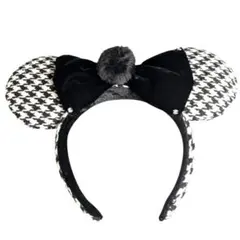 カチューシャ　ディズニー　千鳥格子柄