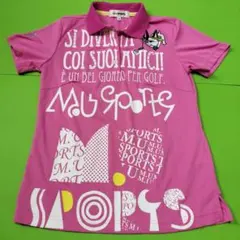 古着　M.Ｕ Sports ピンクポロシャツ ゴルフシャツ　ラインストーン　刺繍