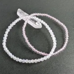 【在庫整理セール】ローズクォーツ＆ムーンストーン 細ブレスレット 2本セット