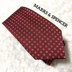 MARKS & SPENCER 肉厚シルクネクタイレッド　ブリティッシュデザインのサムネイル