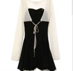 andmary Lona ribbon mini dress black - メルカリ