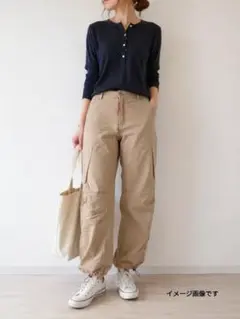 SunnyCloudsカーゴパンツ ベージュ ドローコードワークパンツフェリシモのサムネイル