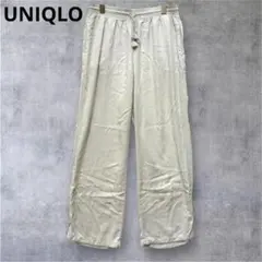 【ユニクロ】美品　カジュアルパンツ　ワイド　ウエストゴム　アイボリー　L