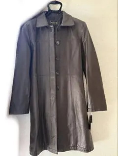 【新品タグ付き】羊革 ロングレザージャケットブラウン 9号 ラムレザーコート