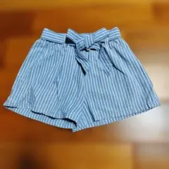 厚手デニム130cm 青白ストライプキュロットスカート