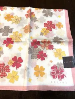 CELINE ハンカチ　クローバー柄　タグ付き未使用品