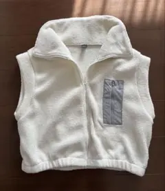 ホワイトフリースジップアップジャケット　ジップアップ