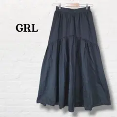 GRL グレイル☆ティアードロングスカート【M】ブラック