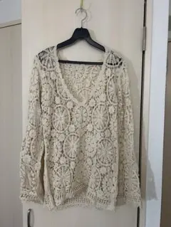 freaksstore かぎ針ライクVネックプルオーバー(レーストップス)