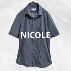 c914 NICOLEニコル　ストライプ柄半袖シャツ　綿混　涼感　大人カジュアルのサムネイル