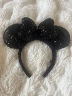 Disney スパンコール カチューシャ ディズニー、ブラック リボン