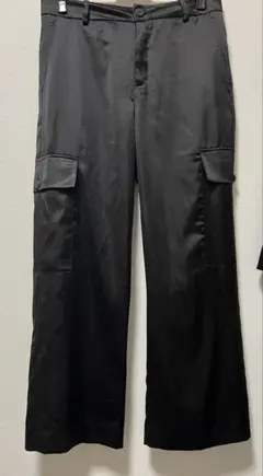 ZARA サテン カーゴ ワイドパンツ ブラック Mサイズ
